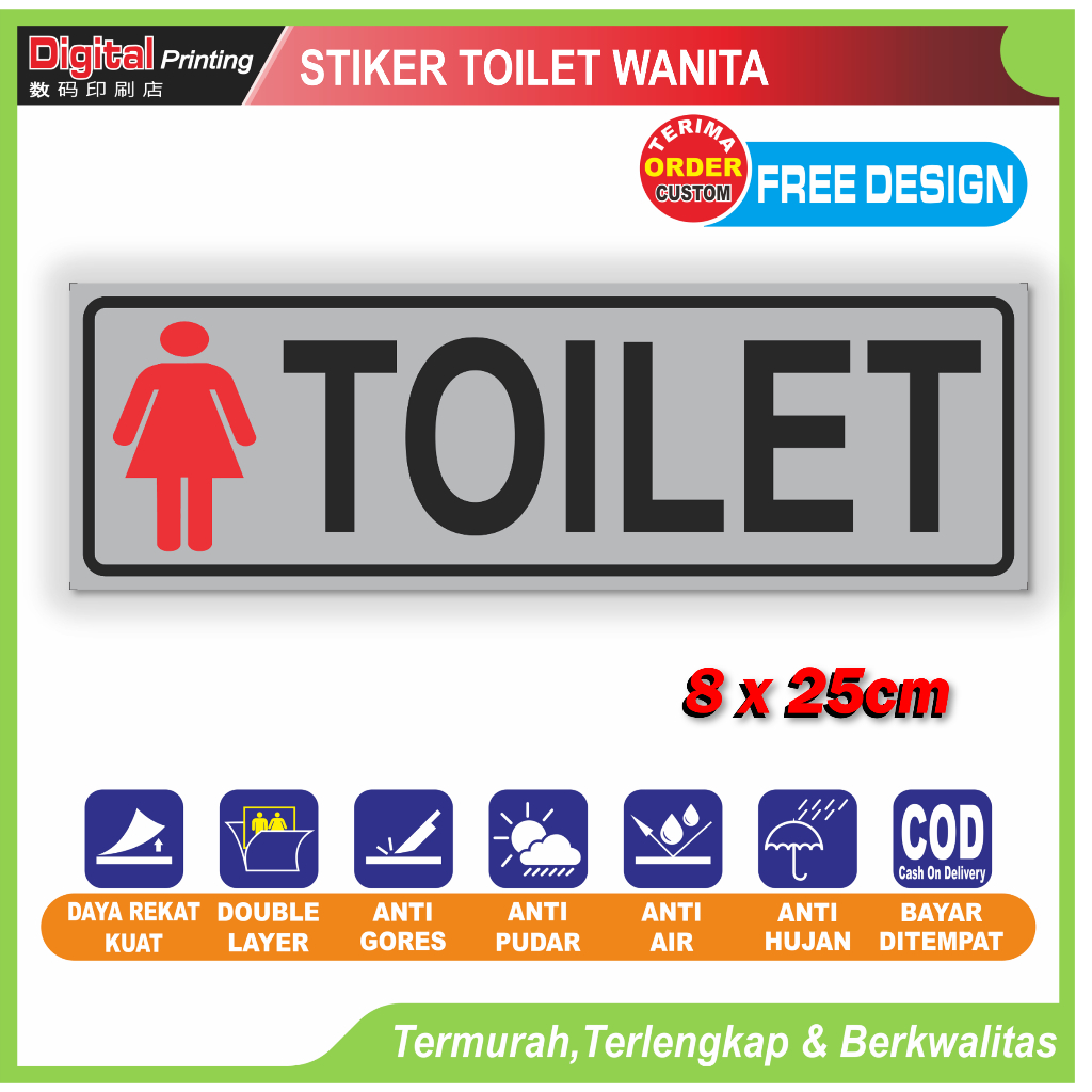 

Stiker tulisan toilet wanita woman perempuan sticker petunjuk penggunaan kamar mandi wc toilet