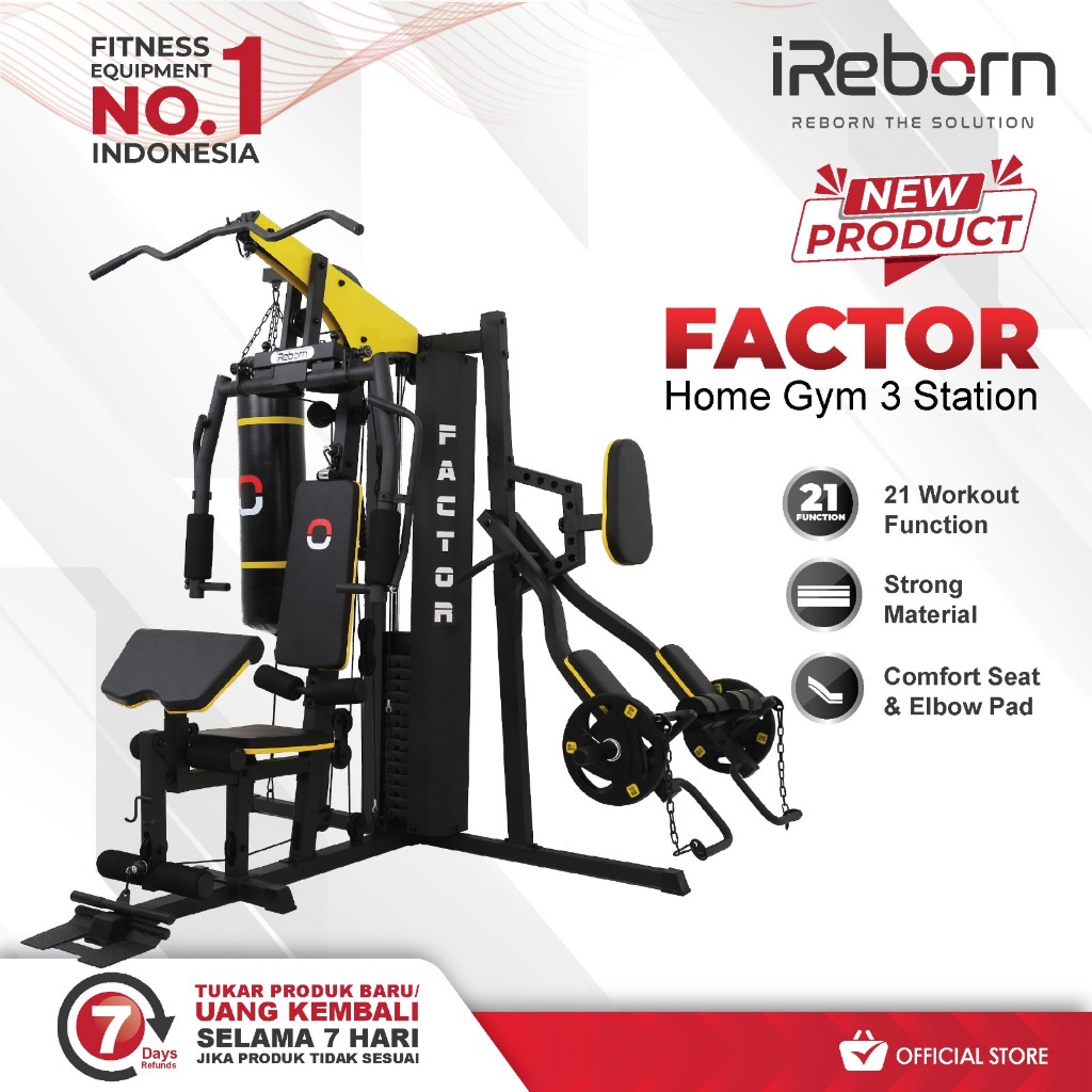 TUNG2_ iReborn - Alat Fitness Home Gym 3 sisi 150LBS Factor
