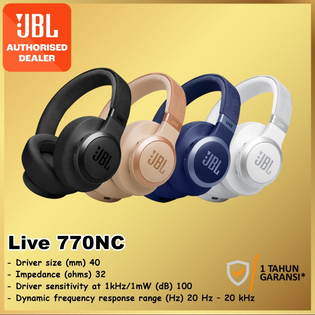 JBL Live 770NC Over-Ear Headphones dengan ANC dan Mikrofon