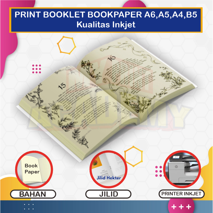 

CETAK BOOKLET / PRINT BOOKLET FULL COLOR A4 B5 A5 A6, STAPLES TENGAH, KUALITAS TINTA CAIR, KERTAS BOOKPAPER