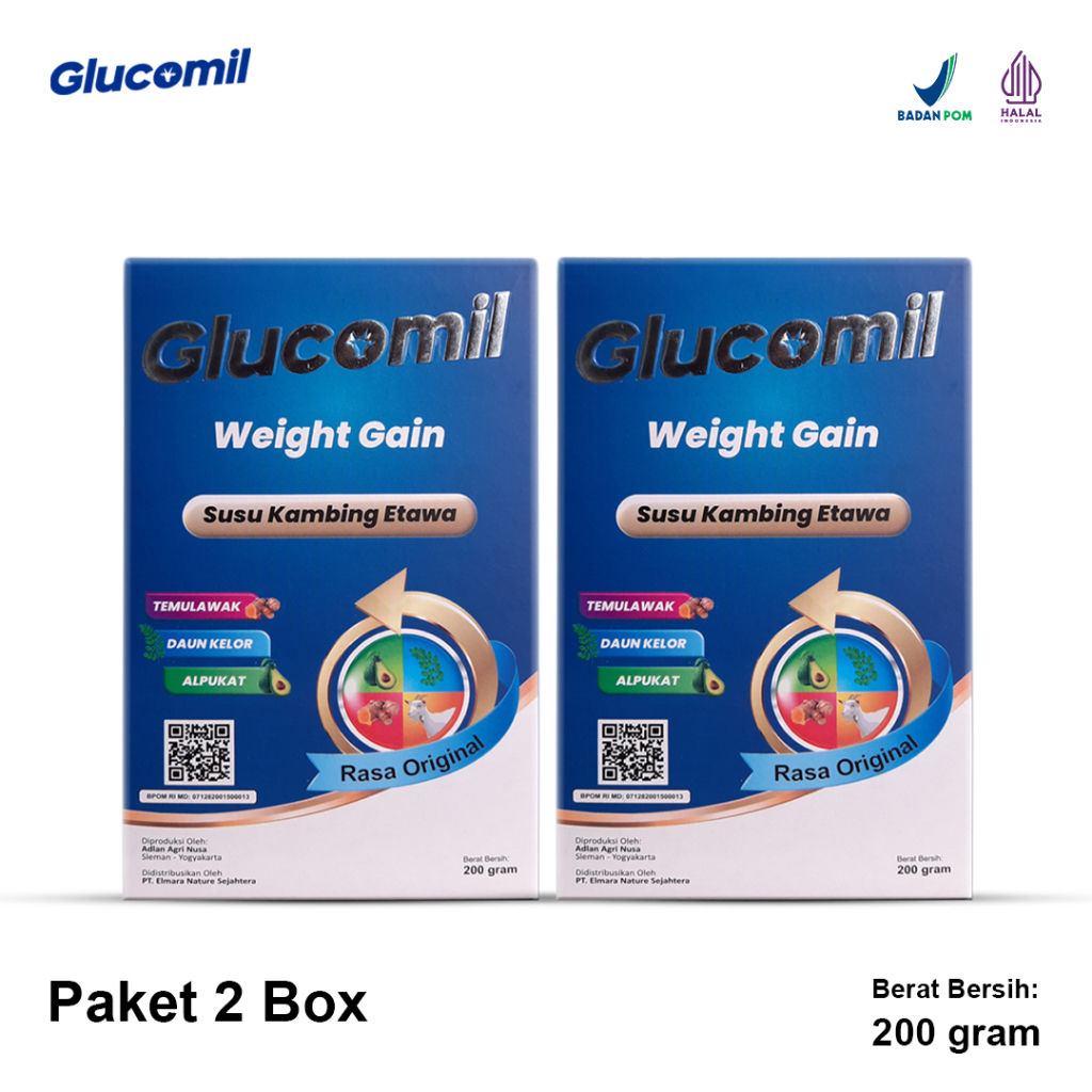 

GLUCOMIL - Susu Gemuk Anak Cerdas | Susu bubuk ETAWA Tinggi Protein dan Kalsium untuk Anak-anak hingga Remaja - Rasa Original - Ekstrak Alpukat Daun Kelor Temulawak - Paket 2 Box
