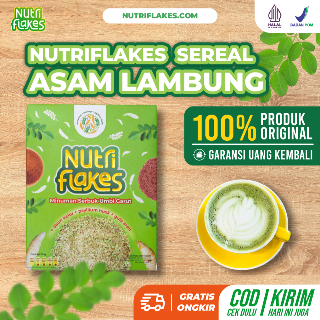 

Nutriflakes Sereal Umbi Garut Solusi Diet Atasi Asam Lambung Magh Gerd, Original 1 Box