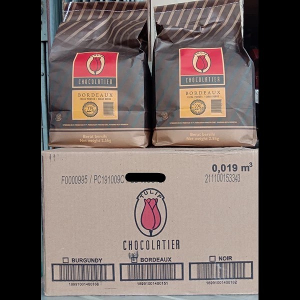 

TULIP BOURDEUX COKLAT BUBUK KEMASAN 2.5KG X 2 = 1 CTN,CAMPURAN ADONAN, TOPPING DLL/INSTANT KURIR