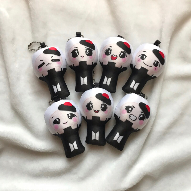 mini BTS member Lighstick plush keychain gantungan kunci boneka byKRN kim namjoon RM jin seokjin min