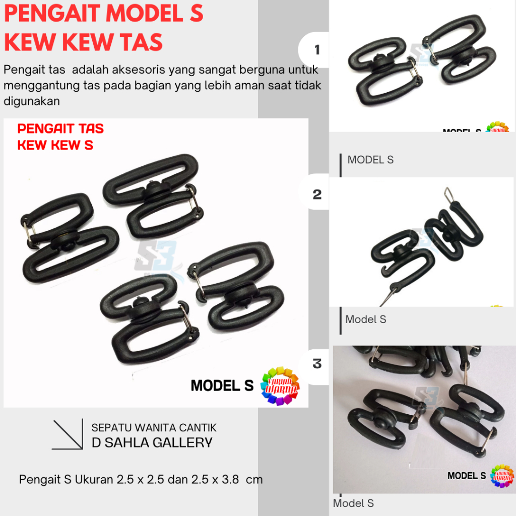 Pengait Model S Kew Tas CANTOLAN S KEW KEW KAIT S TAS/PENGAIT TAS /KAIT S PLASTIK PP MURAH