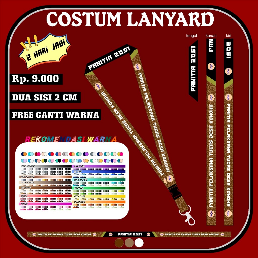 

LANYARDIN | 04 Lanyard Custom Design - Tali ID Card Custom - Print Tali Lanyard - Kalung ID Card Ori