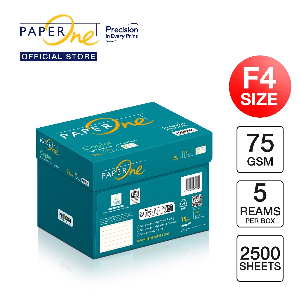 

PaperOne Kertas F4 75gr Copier 1 Box (2500 lembar) Kertas HVS F4 Kertas Fotocopy