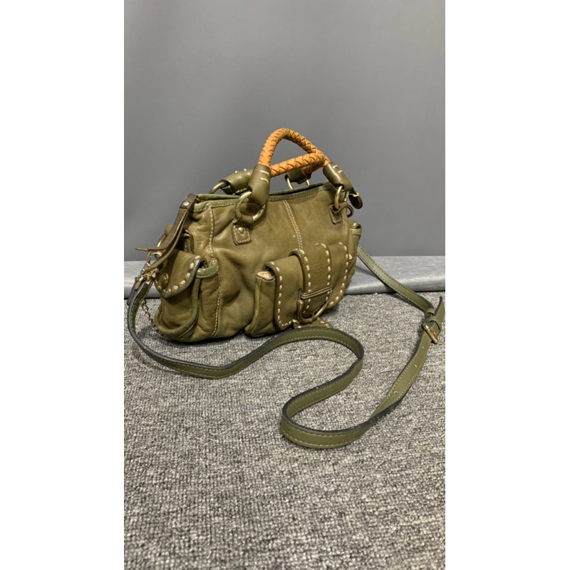 Tas Kulit Asli Hijau Cantik Seken