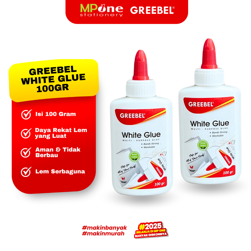 

Greebel White Glue 100gram Penutup Anti Tumpah / Lem Kertas Putih Serbaguna 100gr GREEBEL