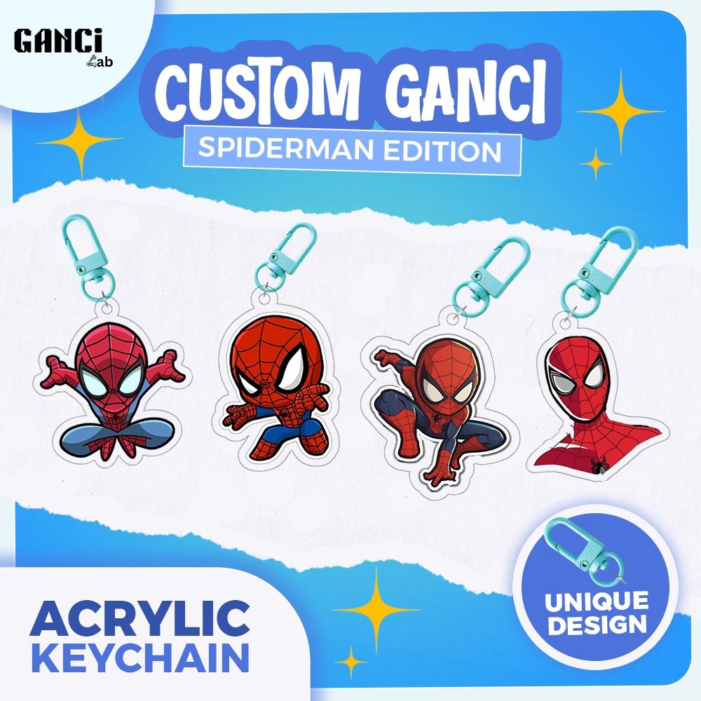 Gantungan Kunci Spiderman Keychain Super Hero Ganci Marvel Spiderman Souvenir Gantungan Kunci Spider
