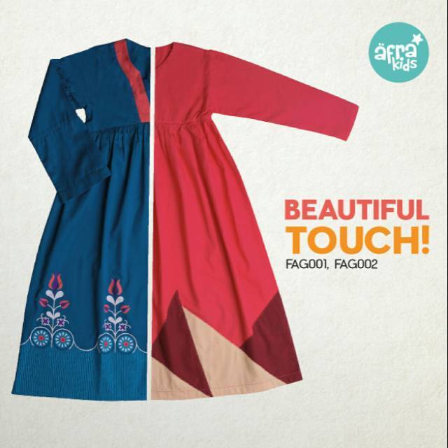 AfraKids Dress Beautiful Touch FAG001, FAG002 | Gamis Anak Afrakids