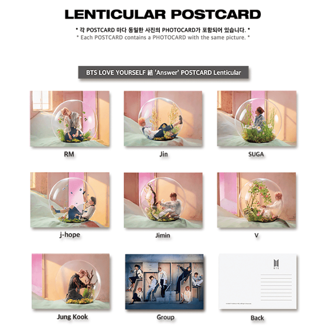 BTS - Lenticular Postcard Love Yourself 'Answer' w/ Photocard [OFFICIAL MERCHANDISE]