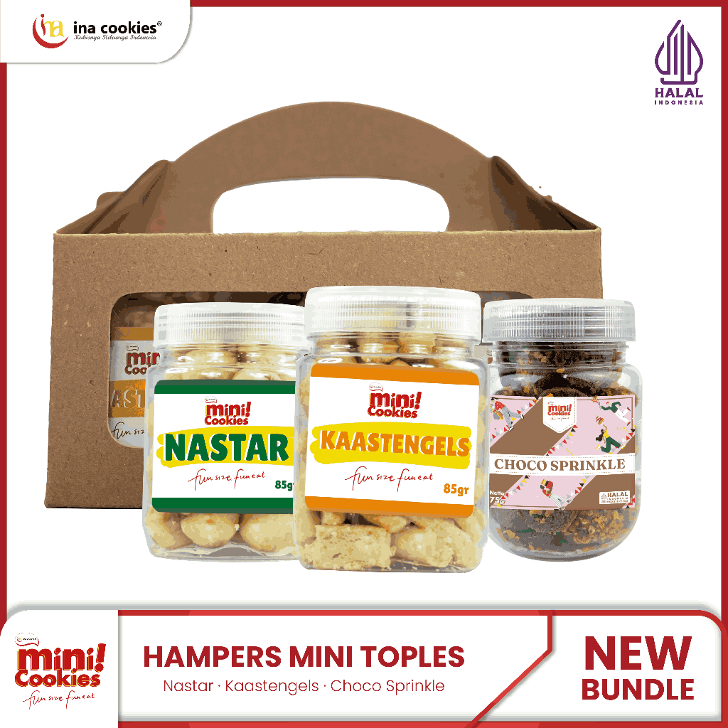 

Hampers Mini Cookies Toples Nastar + Kaastengels + Choco Sprinkle by Ina Cookies