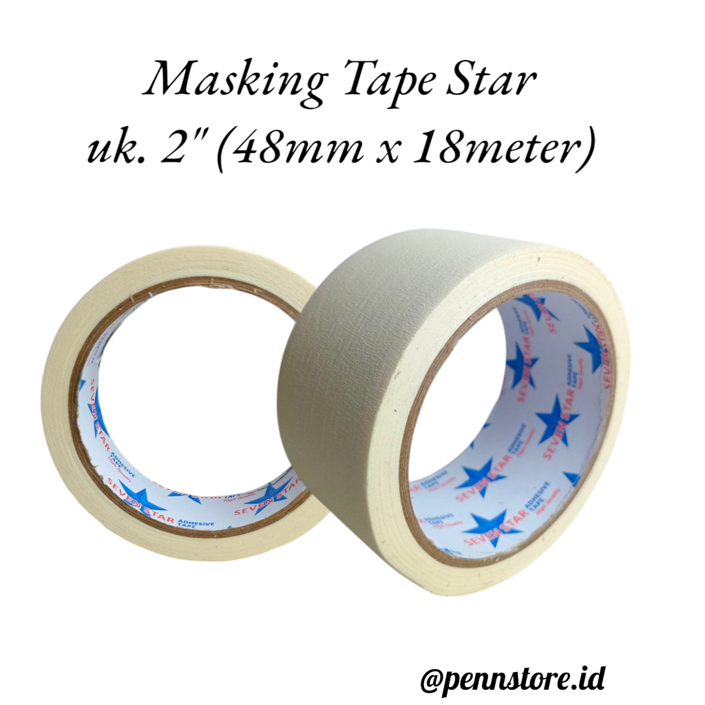 

(Rol) Masking Tape Star Tebal 12mm/24mm/48mm - Isolasi lakban kertas murah panjang 18 meter