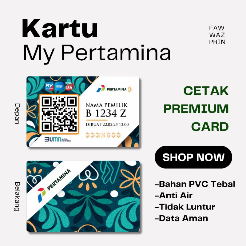 

CETAK KARTU MY PERTAMINA PREMIUM MOTIF CUSTOM