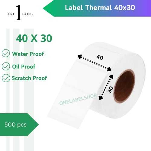 

ONELABEL Label Sticker Thermal 40x30 isi 500
