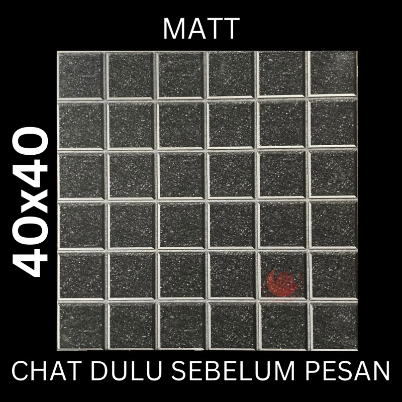 KERAMIK YHC 40x40 RADIANT BLACK / KERAMIK LANTAI / KERAMIK KASAR / MATT / MOTIF SEGI