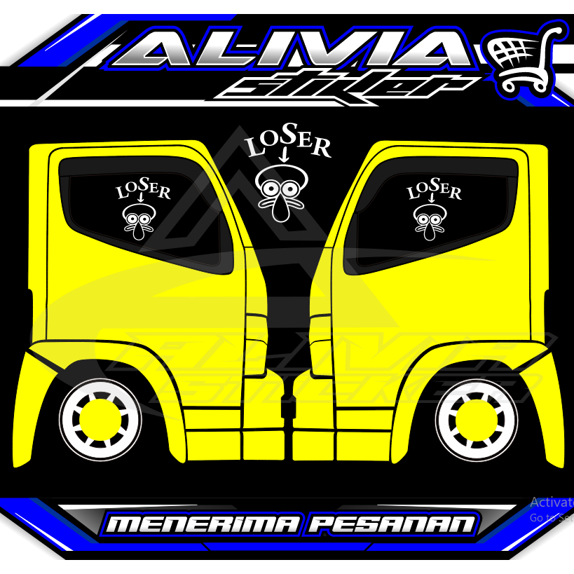 Stiker Kaca Samping Truk-Stiker Squidward-Stiker Cutting Nyala-Stiker Bisa Request