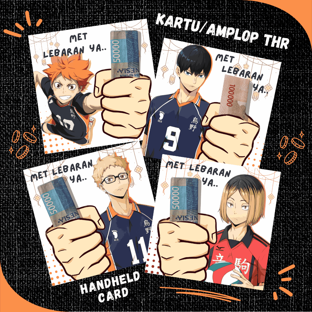 

AMPLOP THR/ANGPAO ANIME HAIKYUU - KARTU HARI RAYA LEBARAN IMLEK NATAL PASKAH NYEPI / KARTU UCAPAN UNIK - HANDHELD CARD