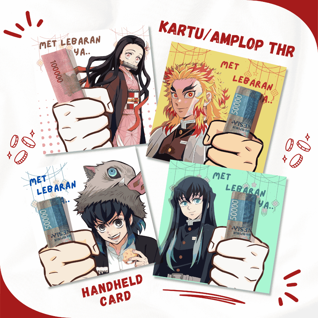 

AMPLOP THR / ANGPAO ANIME DEMON SYALER / KIMETSU NO YAIBA - KARTU HARI RAYA LEBARAN IMLEK NATAL NYEPI PASKAH - HANDHELD CARD - KARTU UCAPAN UNIK