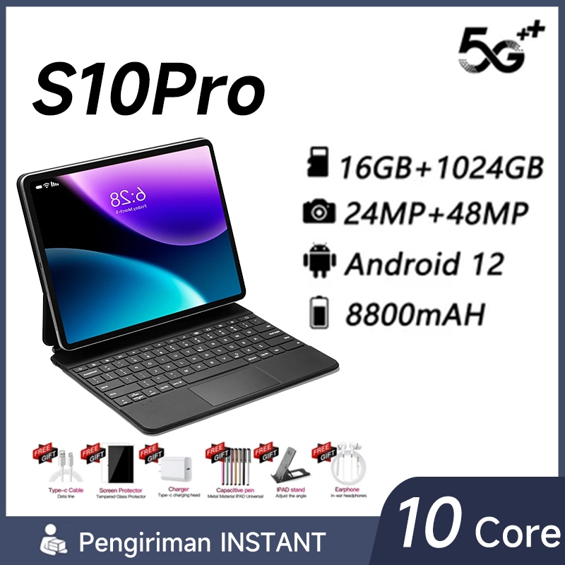Tablet S10Pro (16GB+1024GB) 11.6inch"lPsScreen Tablet Android 12 8800 mAhDualSimCardadvanTablet Mura
