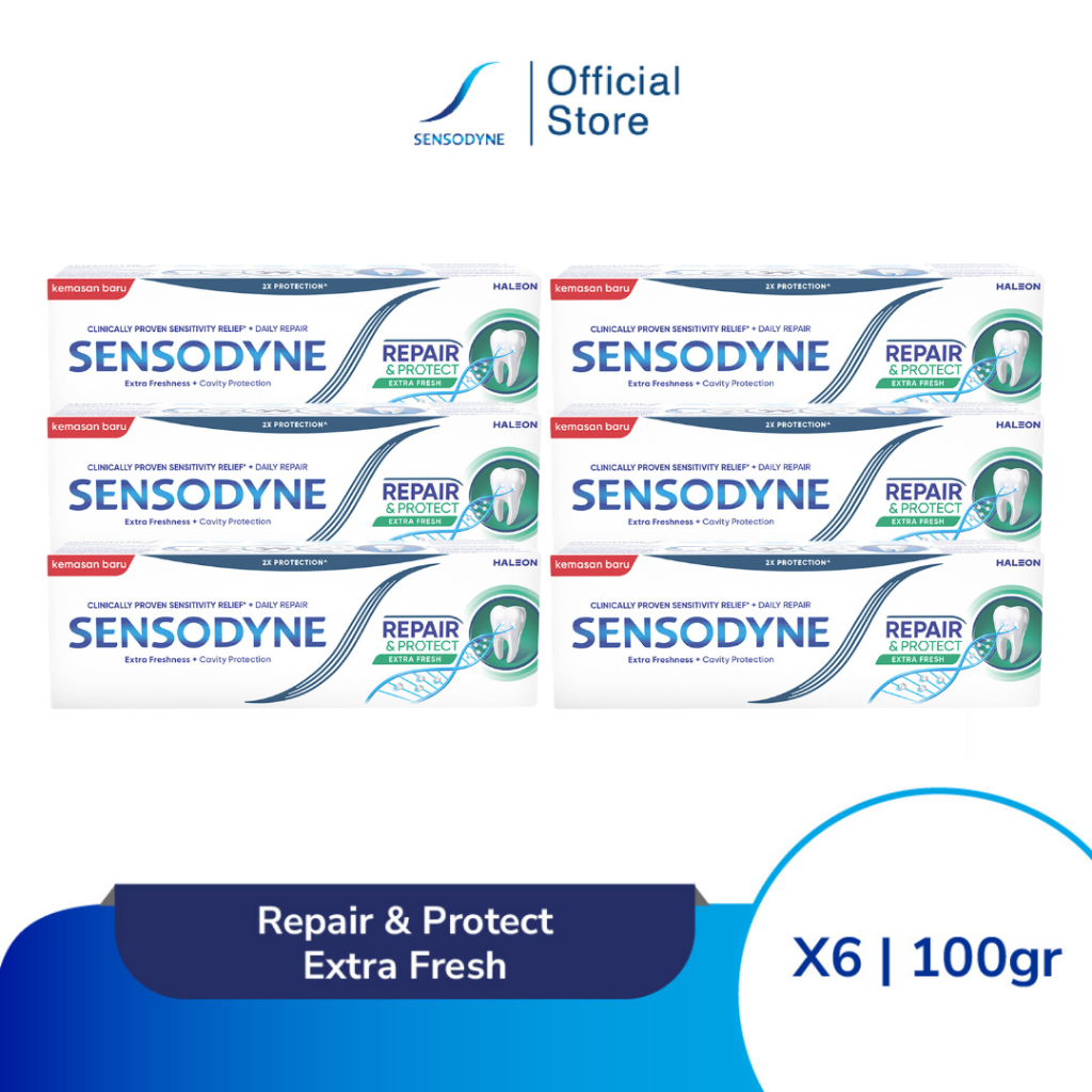 Sensodyne Toothpaste Pasta Gigi Sensitif Repair & Protect Memperbaiki Secara Menyeluruh + Kesegaran 