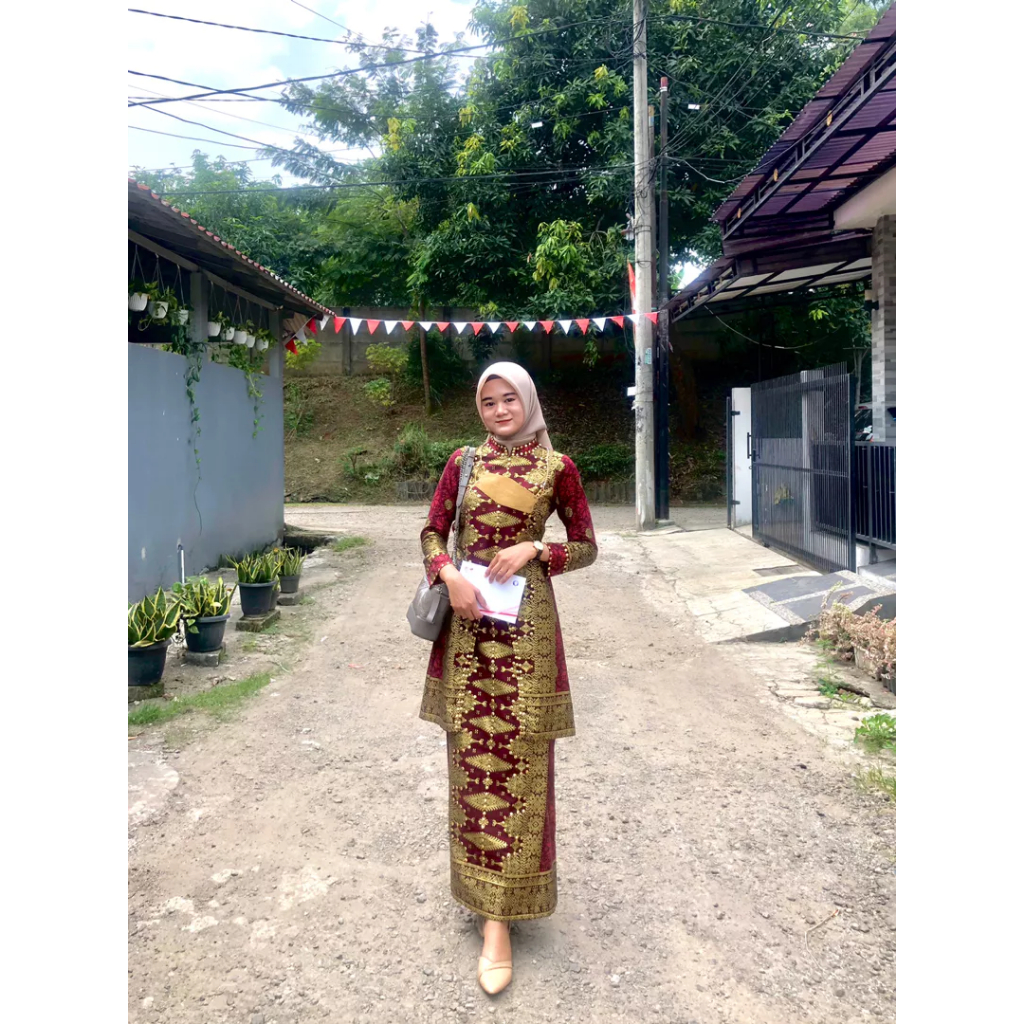 Dian Songket  - Setelan Baju Kurung Diandra - Set Rok Batik Jupri Palembang | Baju Kondangan Couple 