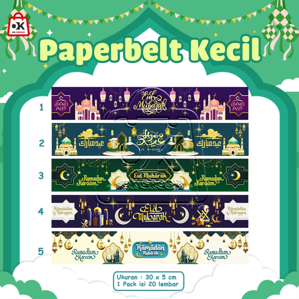 

Paper Belt Lebaran KECIL DATAR HORIZONTAL / Pita Idul Fitri Ramadhan (1 Pack)