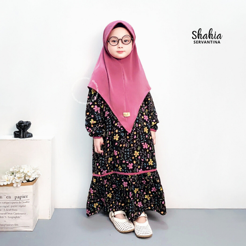 DISKON SHAHIA SERVANTINA - [SATU SET JILBAB] VIOLA SET GAMIS RAYON ANAK PEREMPUAN DRESS