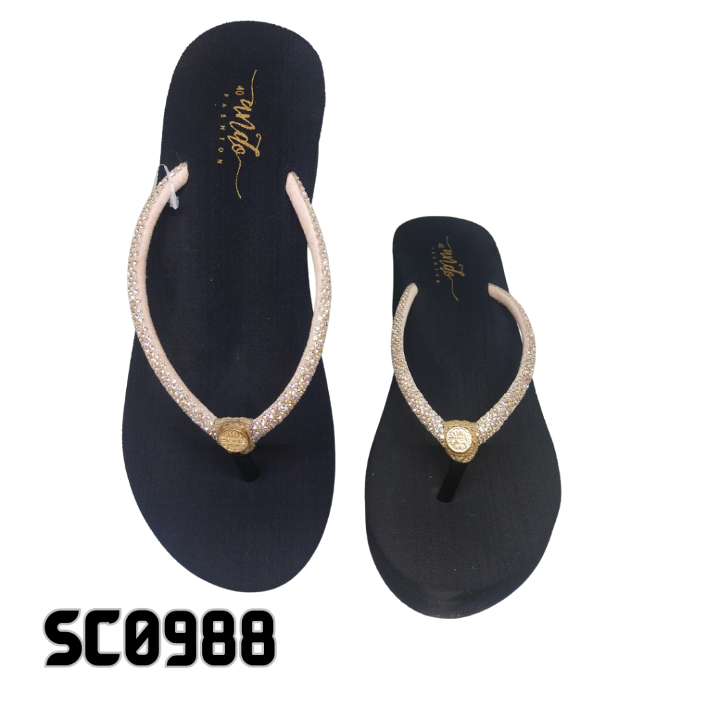 Sandal Wanita Sandal Sendal Cewek Wanita Anak Perempuan Hitam ANDO Wedges Hak Tinggi Jepit Hitam Bli