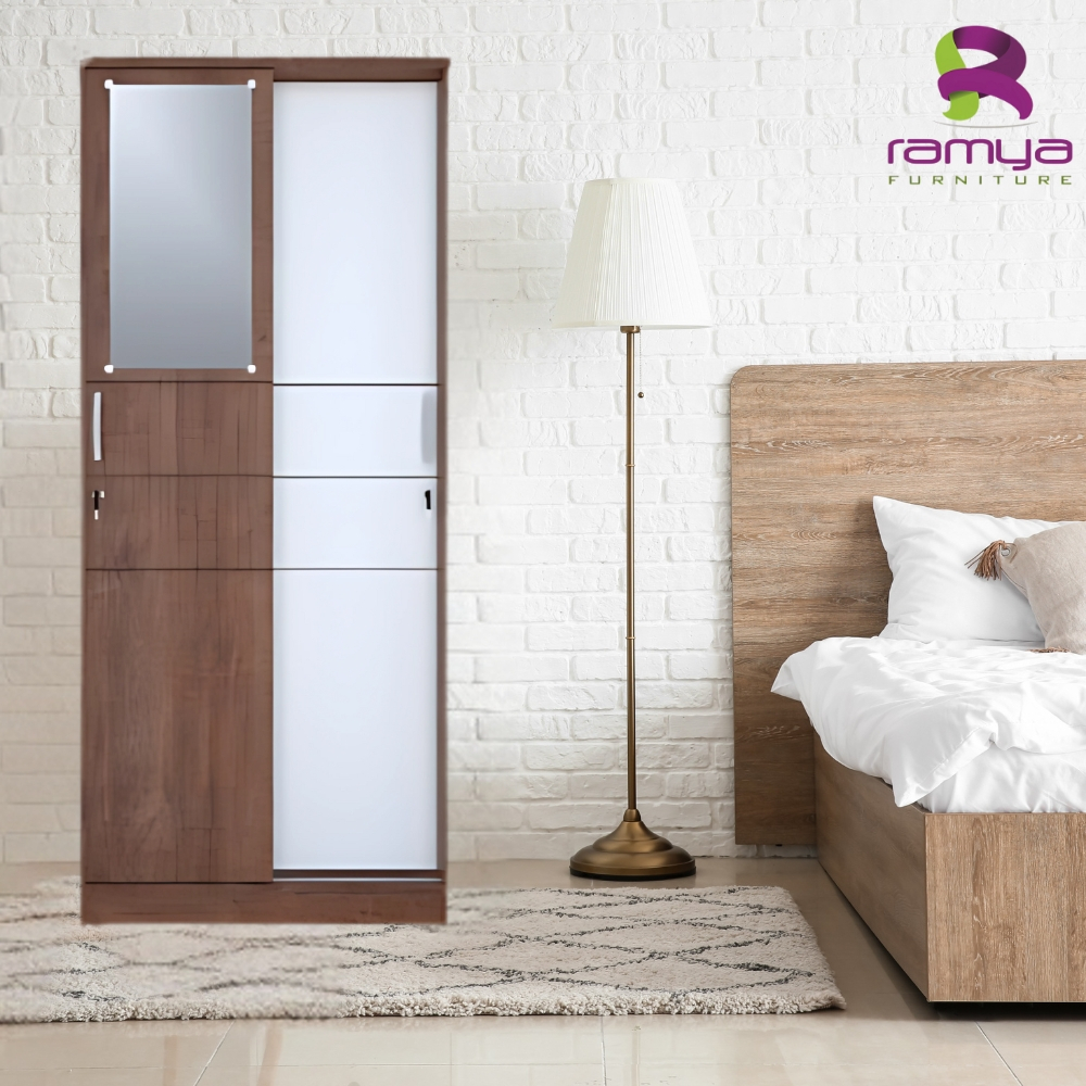 RAMYA  LP 206 SL (Lemari Pakaian 2 Pintu Sliding Minimalis + Cermin)