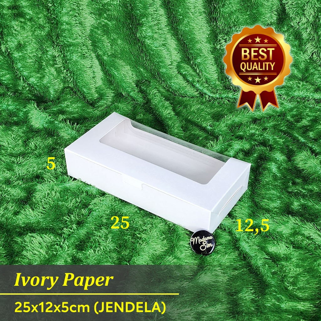 

BOX IVORY - DUS BOLEN - KOTAK ROTI PASTRY BRONIS 25x12x5 - JENDELA (ISI : 10 PCS)