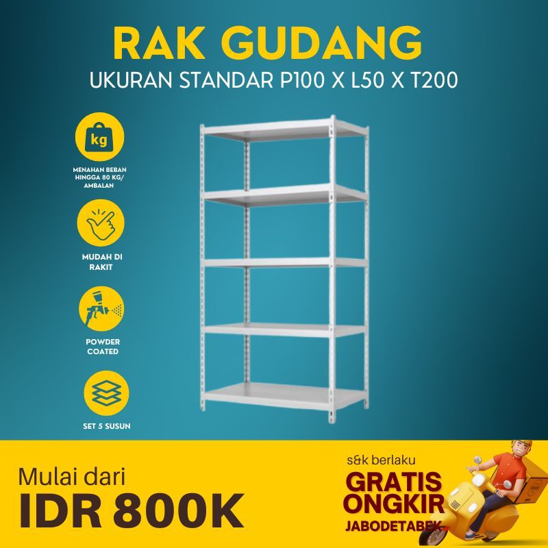 RAK BESI SIKU SUSUN 5 LEBAR 50CM