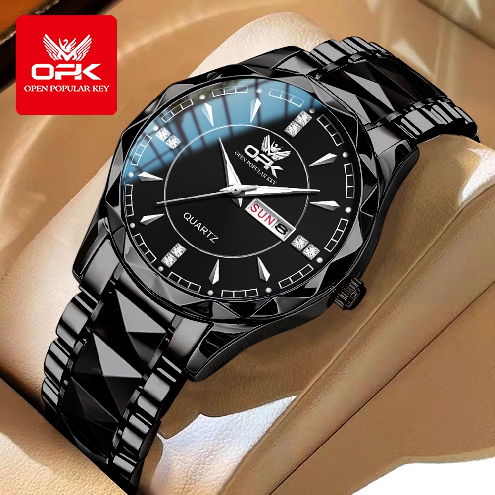 OPK Jam Tangan Pria Anti Air Original 100% Cowok Tahan Analog Terbaru Stainless Steel Waterproof