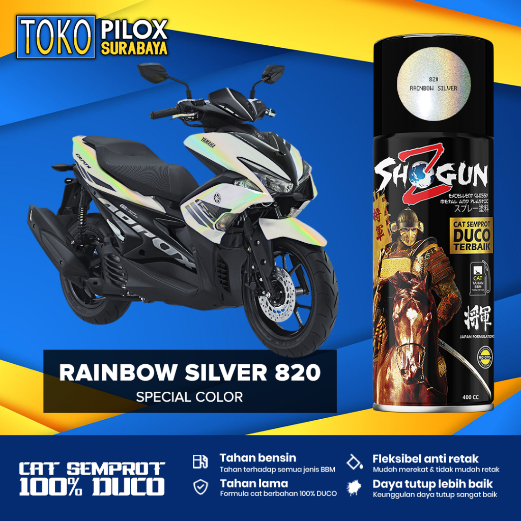 Cat Semprot Pilox Cat Bunglon Murah 400cc - Shogun Z Duco Rainbow Silver 820