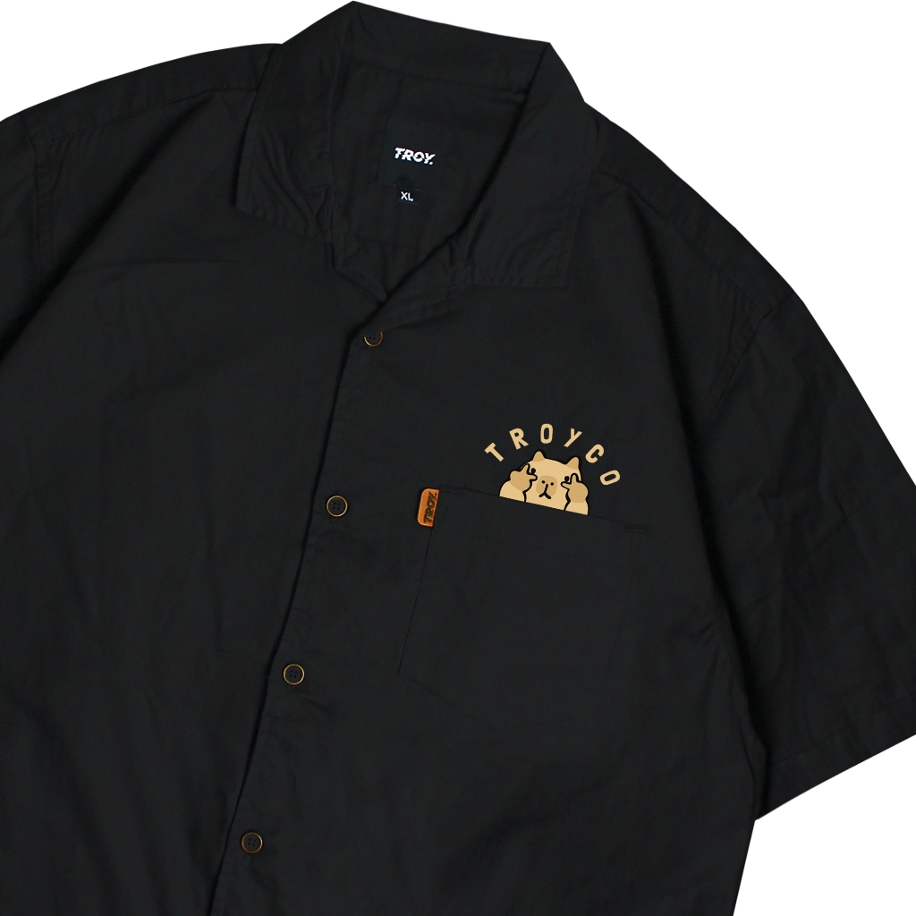 Troy Company Short Shirt Black Capybara Seek - Kemeja Lengan Pendek Pria Hitam KMJ 3071