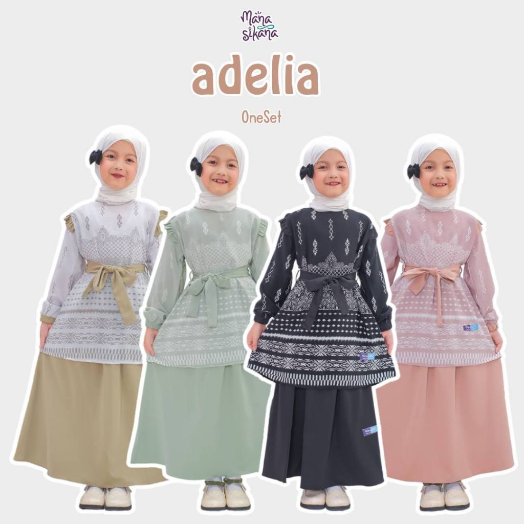 MANASIKANA Adelia OneSet Setelan Tunik Baju Anak Perempuan 3-13 tahun