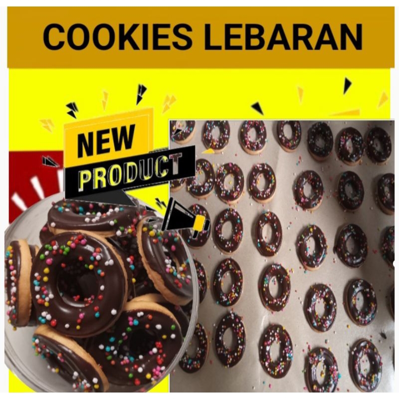 Kue Cookies Kering Mini Donat Cokelat Toples 400ML Kue Lebaran