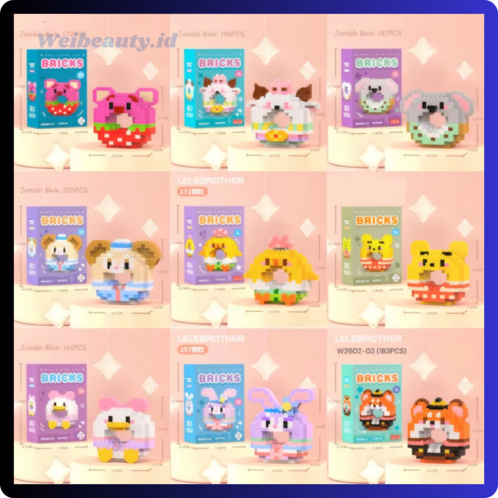 Bricks Mini Karakter Donat Nano Block Disney Sanrio Lotso Loopy