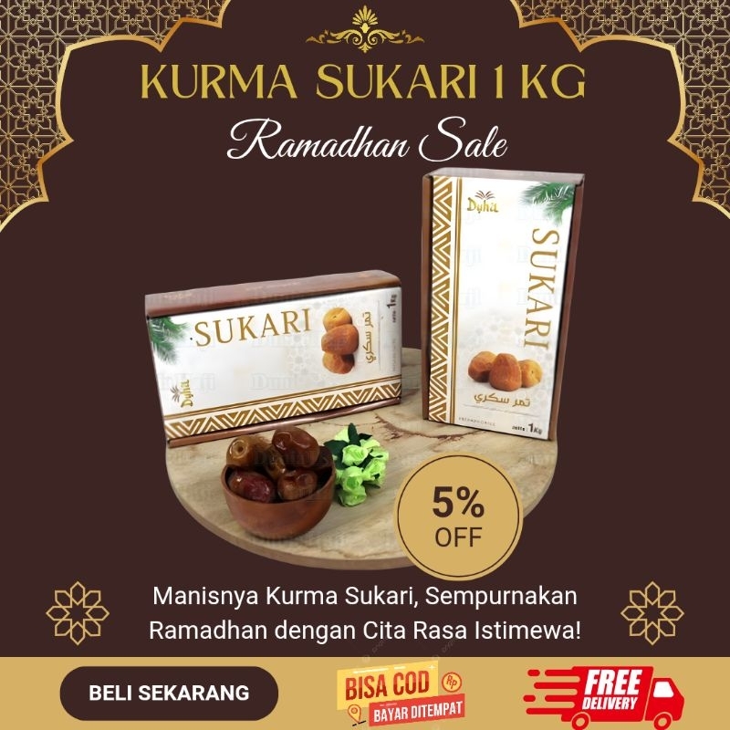 

Kurma Sukari Premium 1KG – Kurma Raja 100% Asli Original, Fresh, Lembut & Manis Cocok untuk Berbuka Puasa & Sahur Ramadhan Kemasan Dus