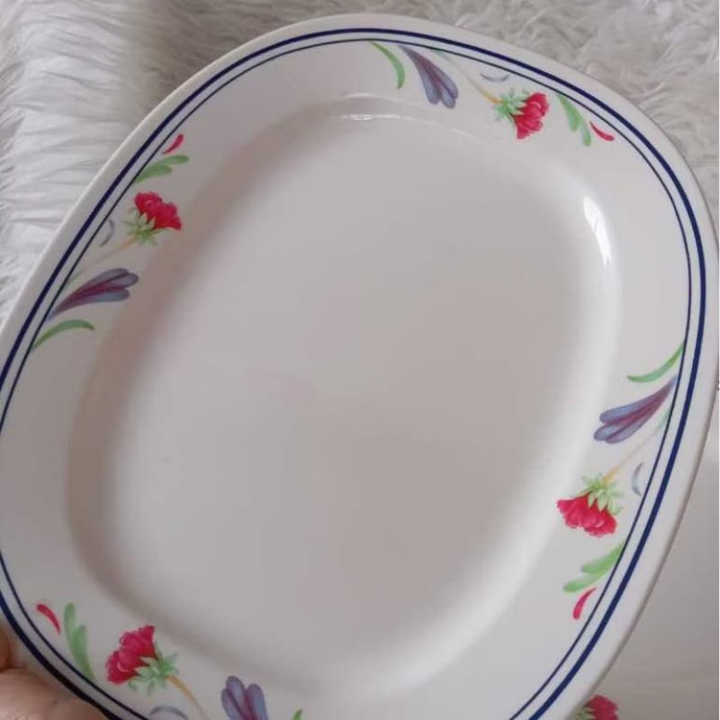 Piring Saji/Piring Persegi panjang/Piring saji motif Bunga/Piring Saji Melamin