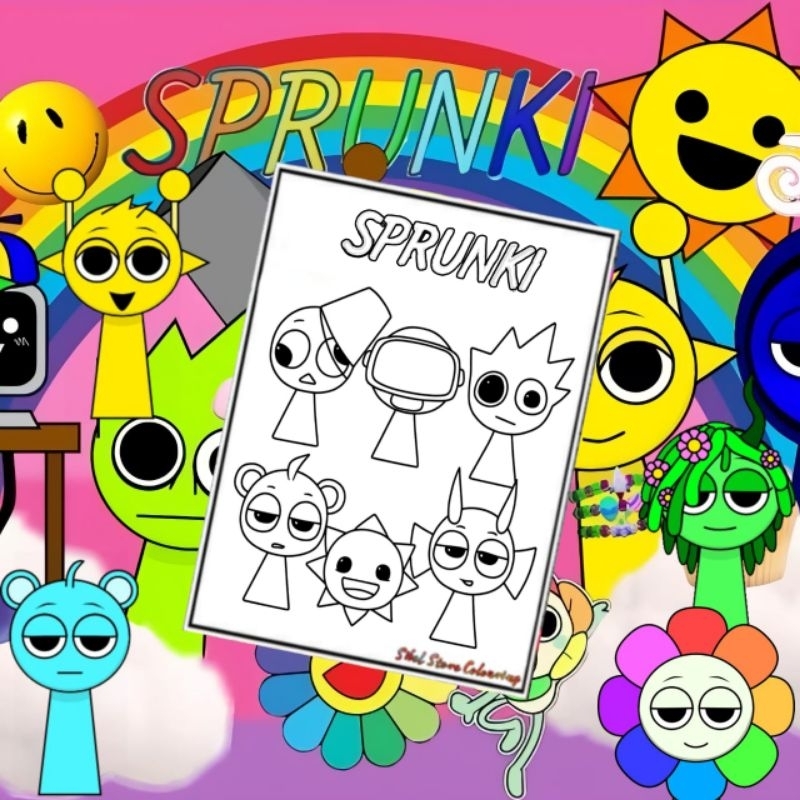 

Kertas Mewarnai Gambar Anak Tema Sprunki V2 (10 Lembar Gambar) Kertas Gambar Tebal / Kertas Mewarnai Sprunki