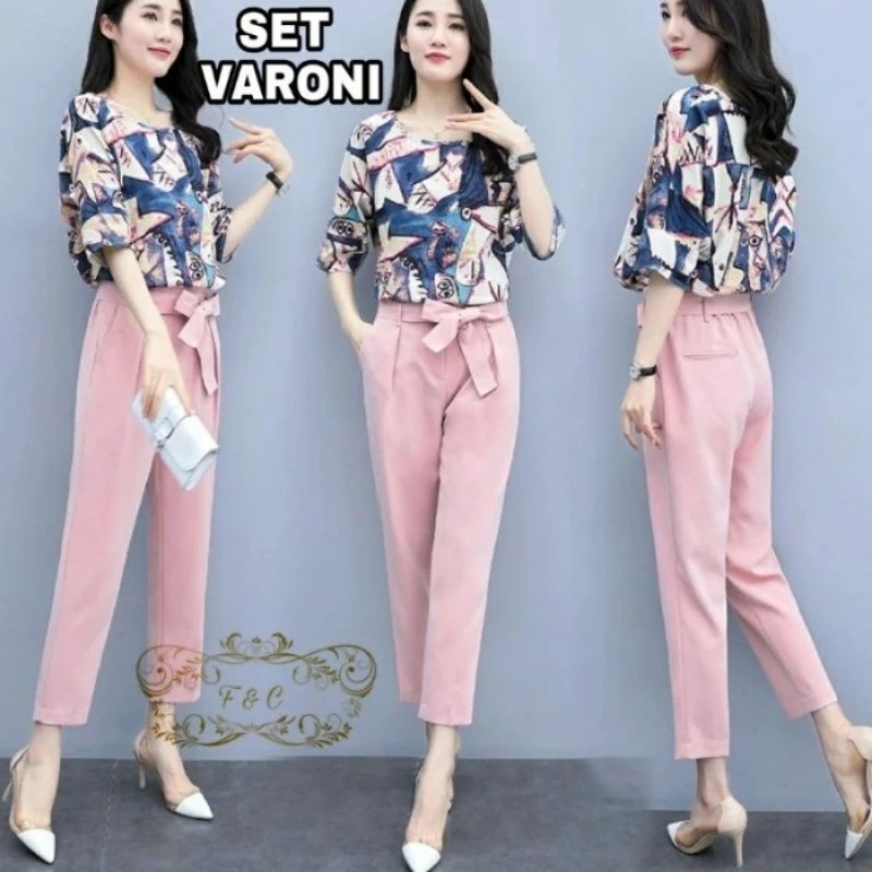 BAJU SETELAN WANITA KOREA ADEM MODIS SANTAI TRANDY - DUSTY, L