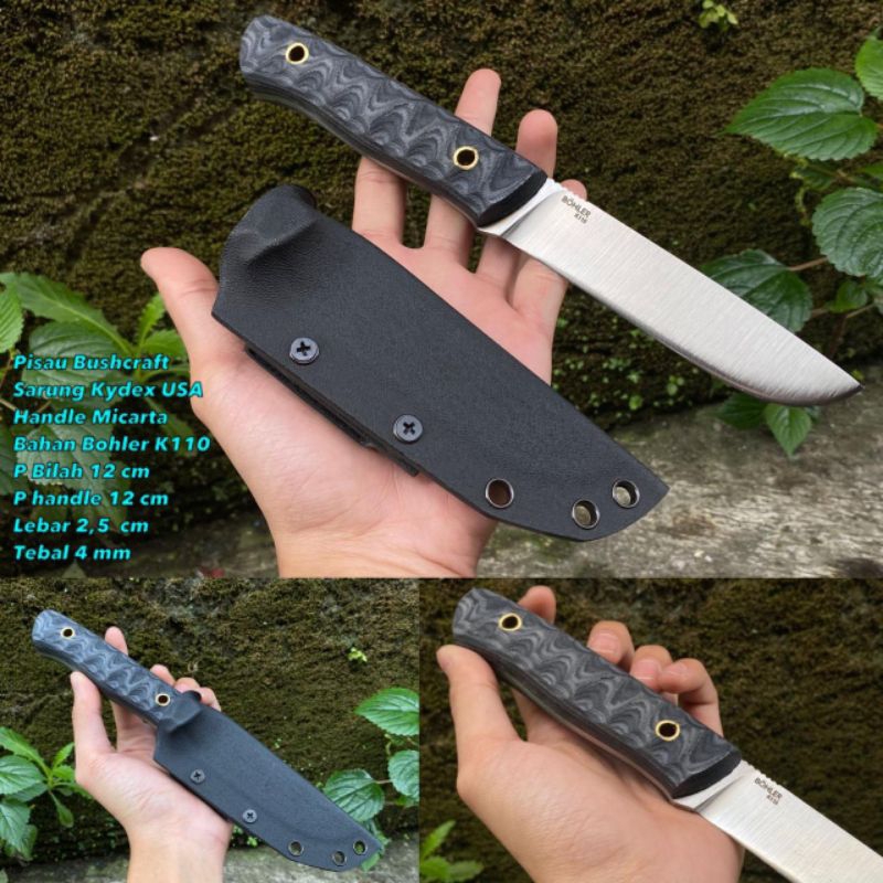 Bohler K110 | Pisau Bushcraft Sarung Kydex USA Micarta 12cm