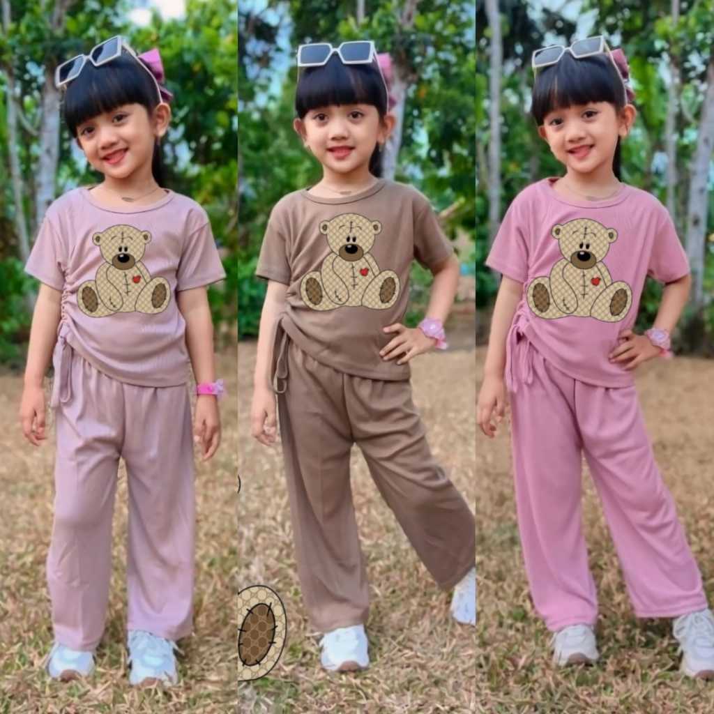 Setelan celana kulot anak perempuan 4-11tahun knit premium/one set anak cewek/baju setelan anak cela