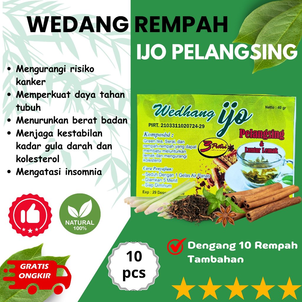 

Wedang Ijo Pelangsing dan Luntur Lemak - Wedang Rempah Pembantu Diet - Isi 10 pcs - Bisa Request Dengan Gula Atau Tidak
