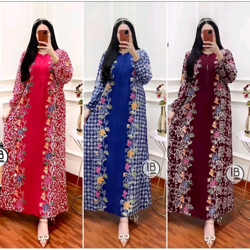 GAMIS RAYON BATIK CAP PEKALONGAN MOTIF BUNGA MEKAR DASTER RAYON BATIK HANDMADE PREMIUM TEBAL PANJANG