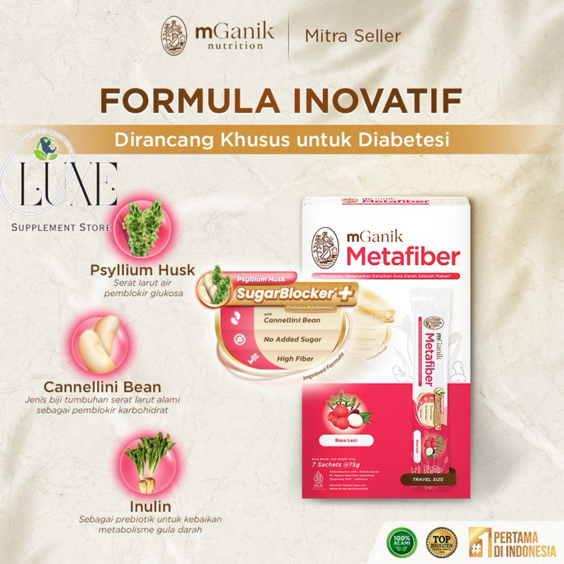 

(PROMO!) 1 BOX mGanik Metafiber Sugar Blocker+ Travel Size 105gr Metafiber Yuzu Leci Cocopandan Diabetes