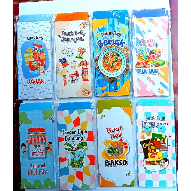 

Amplop/angpau Lebaran murah lucu2 motifnya isi 10 pcs ,tebal ,glossy