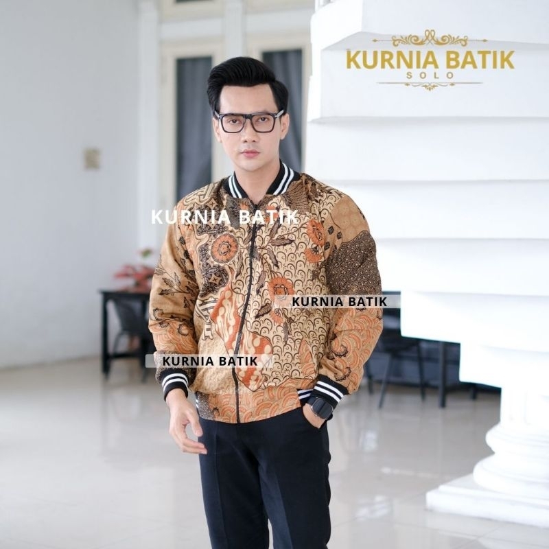 jaket bomber batik pria motif harjuno